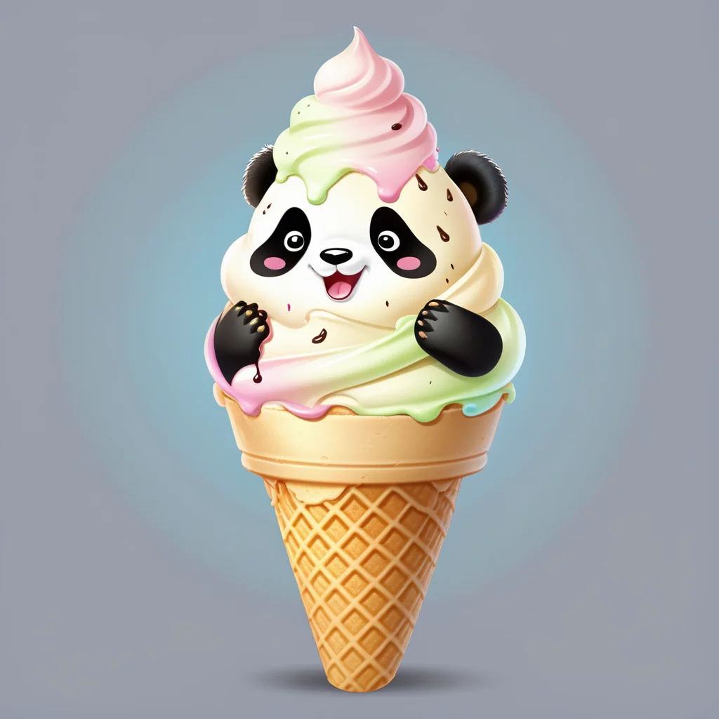 <lora:FoodIconsNew:0.7> fooico, panda bear ice cream cone, black and white colors, game icon, professional, high quality, super cute, kawaii, 8k, adorable
