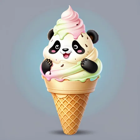 <lora:FoodIconsNew:0.7> fooico, panda bear ice cream cone, black and white colors, game icon, professional, high quality, super cute, kawaii, 8k, adorable