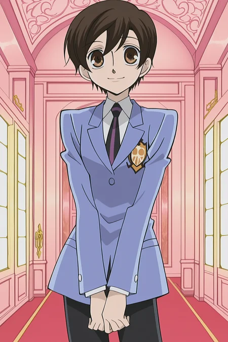 anime screencap, anime coloring, detailed face, perfect fingers, masterpiece, best quality, very aesthetic, absurdres, volumetric lighting,
<lora:Haruhi_Fujioka_and_Renge_Houshakuji_Ouran_High_School_Host_Club:1>
Haruhi Fujioka (character), 1girl, solo, brown hair, brown eyes, Haruhi blue host outfit, short hair, necktie, school uniform, blue jacket, black pants, cowboy shot, looking at the viewer, smile, mouth open
in a fancy room, detailed face, detailed eyes, traditional media, Ouran High School Host Club anime art style, official anime artwork, retro artstyle, 2000s anime look