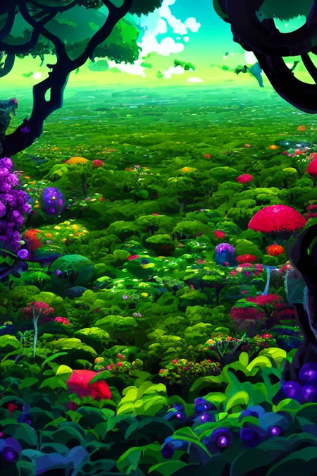 <lora:S1-Kurzgesagt_Yiffy-e18-000008:1>,
alien planet,forest,monster,sky,cloud,jungle,vine,
vector art, Kurzgesagt, sharp focus, (HDR), (8k), (gigapixel), ((masterpiece))