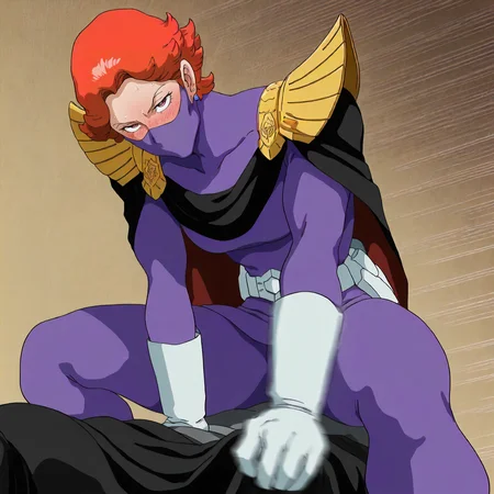 <lora:GOKycilia>,
masterpiece,best quality,good quality,newest,
blush,sweat,
looking at viewer,from below,
solo,
GOKycilia,1girl,orange hair,mask,ninja mask,red eyes,earrings,
purple military uniform,white belt,cape,capelet,white gloves,
sitting,(leaning_forward:1.1),cowgirl position,(speed_lines:1.3),(motion_blur:1.2),(motion line:1.1),