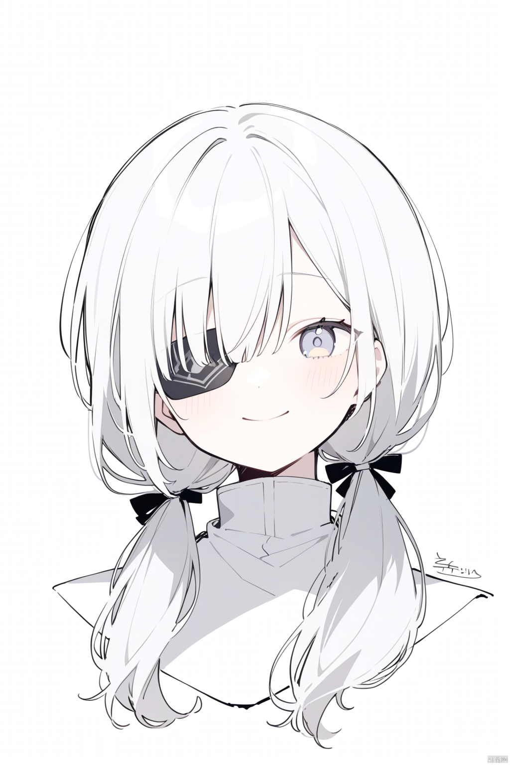 1girl, Best quality, quan,hyouuma,wanke,nikorashi-ka,sofra,you shimizu, voice actor connection, white background, looking at viewer, monochrome, hair between eyes, closed mouth, smile, cosplay, sketch, long hair, greyscale, eyepatch, twintails, low twintails, portrait, kagune (tokyo ghoul), solo, crossover, simple background,

masterpiece, newest, absurdres, safe