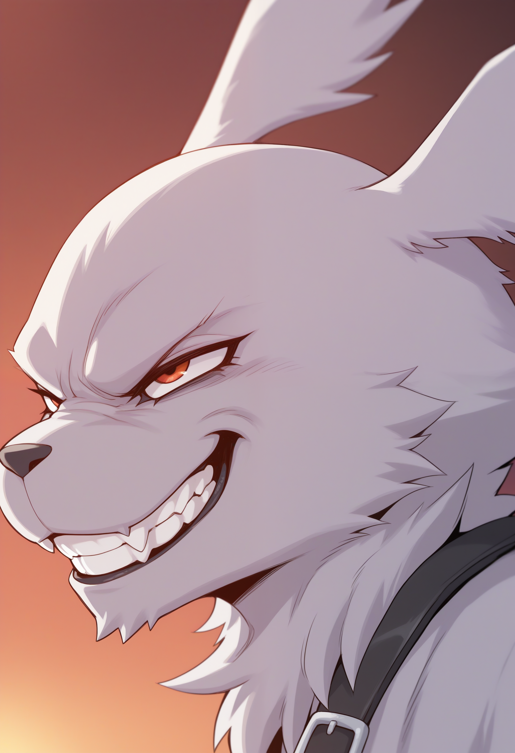 masterpiece,best quality, amazing quality, 1boy, solo, g4z1m0n, furry male, close up, side angle, evil grin,

outside,