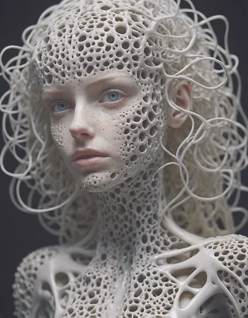 analog photo of a sculpture of a neural network organism,synthetic porcelain girl,((mechanical,white skin:2,trypophobia:0.8)),(sharp focus,hyper detailed,highly intricate,physically based unbiased rendering),natural lighting,<lora:add-detail-xl:2.4>. Extremely high-resolution details,photographic,realism pushed to extreme,fine texture,incredibly lifelike,cinematic,35mm film,35mm photography,film,photo realism,DSLR,8k uhd,hdr,ultra-detailed,high quality,high contrast,by diegocr,DOF,blur background