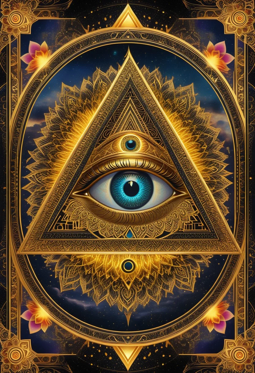 All-seeing eye, intricate mandala design, detailed patterns, black and gold colors, mystical atmosphere, ornate frame, central composition, symbolic imagery, spiritual, photorealistic style, high detail, 8k resolution.
perfection style, vivid colors, colorful, vivid background, holographic, building, sky, sciencefiction, ImaginaryCityScapes, midjourneyv6.1