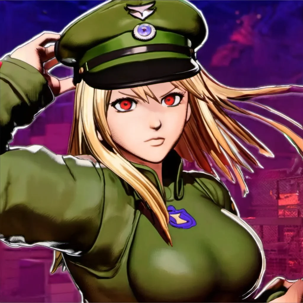 <lora:Garou:1> crosstoon style, cel shading, crosshatch, portrait of an anime girl wearing military hat red eyes and green leotard