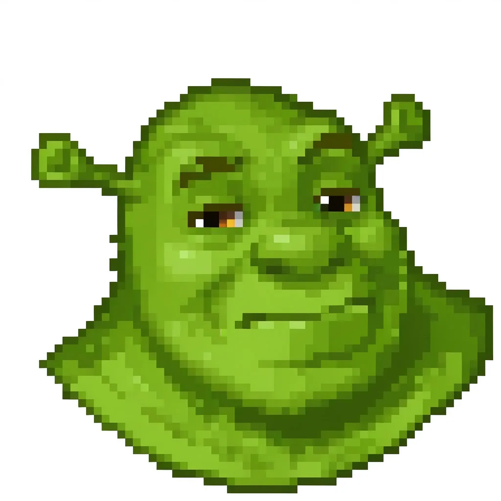 pixel, simple background, white background
(shrek, green skin:1.1), ogre, upper body
