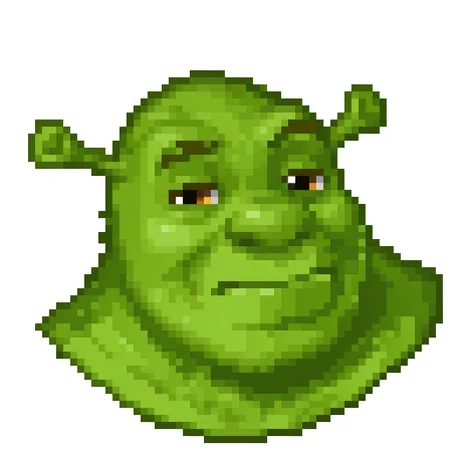 pixel, simple background, white background
(shrek, green skin:1.1), ogre, upper body