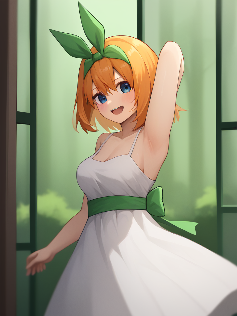 score_9,score_8_up,score_7_up,<lora:go-toubun_no_hanayome_5girl:1>,1girl,nakano_yotsuba,white_dress,