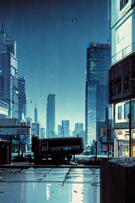highly insanely detailed, masterpiece, top quality, best quality, highres, 4k, 8k, RAW photo, (very aesthetic, beautiful and aesthetic), bebop cityscape, buildings, radiator, ait conditioning, cardboard box, trash, street, car, <lora:bebopv01:1>, 
pure cyan background,transparent backgroundâââ