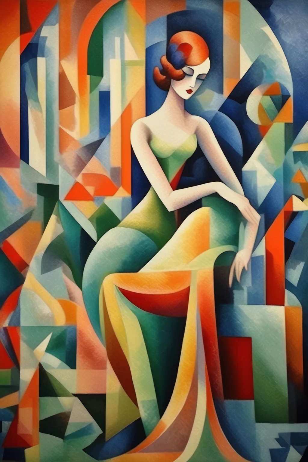 <lora:Jean Metzinger Style:1>Jean Metzinger Style - Art Deco Cubism Expressionism Futurism Geometric Impressionism Installation Neo-Impressionism Neoclassicism Pointillism Post Impressionism Realism Renaissance Romanticism Surrealism Watercolors action painting