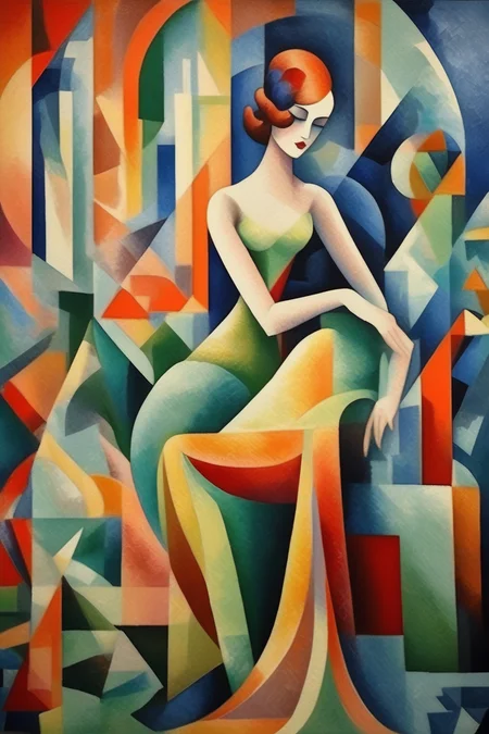 <lora:Jean Metzinger Style:1>Jean Metzinger Style - Art Deco Cubism Expressionism Futurism Geometric Impressionism Installation Neo-Impressionism Neoclassicism Pointillism Post Impressionism Realism Renaissance Romanticism Surrealism Watercolors action painting