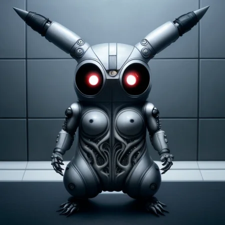 pikachu as bionic cyborg, art by hr giger, highly detailed, realistic style, , <hrgiger-drmacabre>, art by hr giger,, <3d-female-cyborgs>