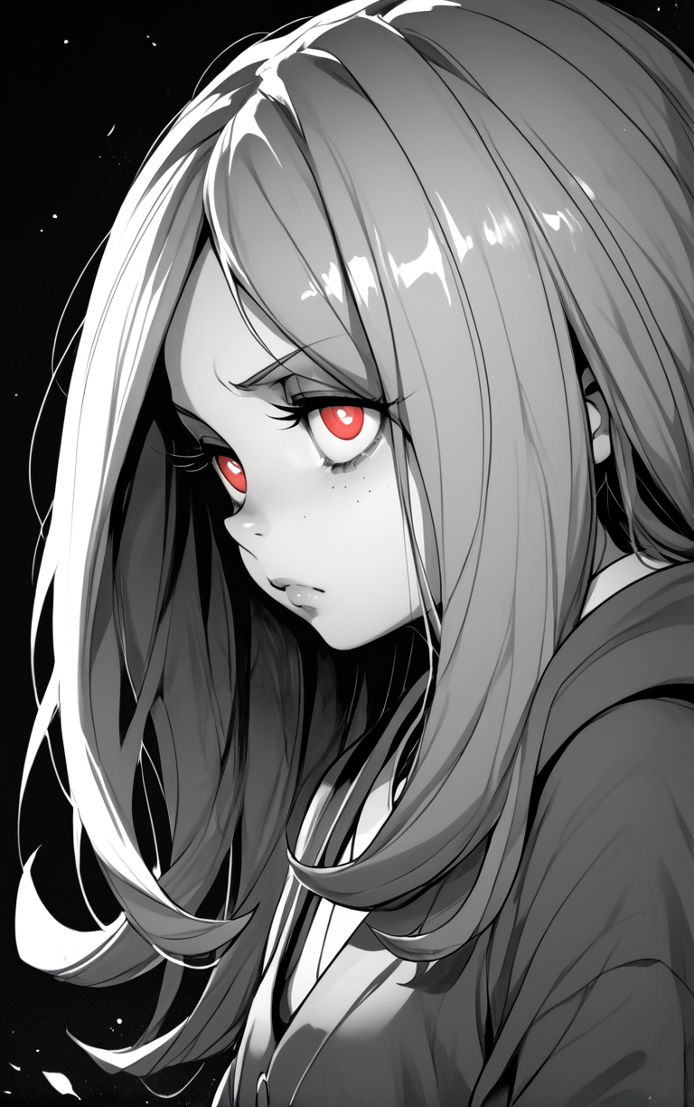 <lora:Sucy:1> sucy manbavaran, little witch academia, <lora:MythM4ngaStyle:1> monochrome, red eyes, black background,, score_9, score_8_up, score_7_up, score_6_up, score_5_up, score_4_up, BREAK