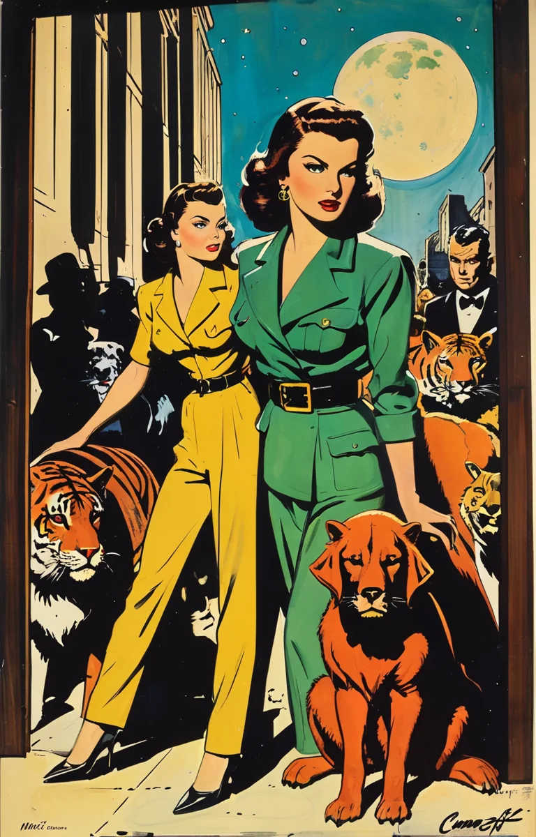 masterpiece,best quality,<lora:tbh369-sdxl:0.6>,illustration,style of Milton Caniff animals