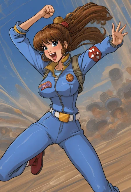 happy girl, ((random_combat_action_pose)), (4K4BUR5TYL3)