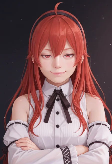 score_9, score_8_up, score_7_up, , <lora:add-detail-xl:3>,
BREAK
<lora:eris_cg:0.7>, eris, realistic, red eyes, red hair, hairband, ahoge, long hair, hair between eyes, white shirt, detached sleeves, ,
BREAK
solo, upper body,
smug, crossed arms,