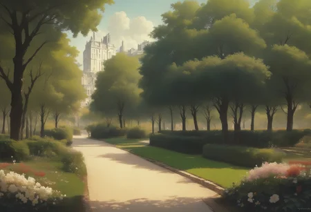 vntgpark, vintage, no humans, park, outdoors, scenery, flower, tree, building, score_9, score_8, score_7, score_6_up, <lora:Pony_DetailV2.0:1>, <lora:VintagePark:0.8> <lora:luis_royo_pony:0.55>