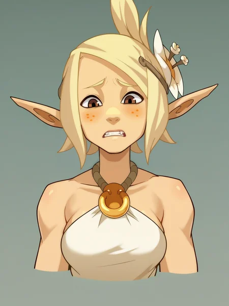 score_9, score_8_up, score_7_up, score_6_up, score_5_up, <lora:wakfuXLP:1> wakfu, 1girl, blonde hair, pointy ears,