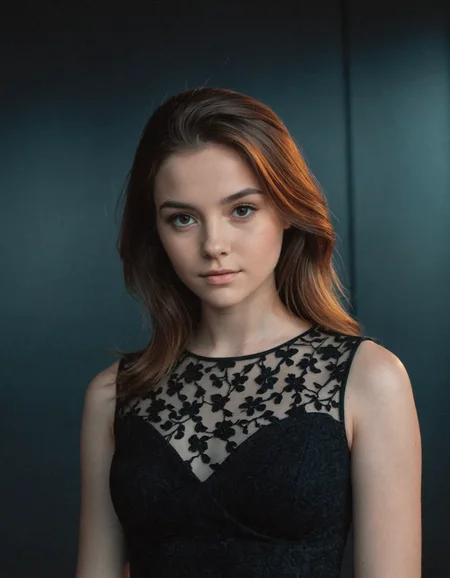 instagram photo, front view, portrait photo of a 24 y.o woman, wearing dress, beautiful face, cinematic shot