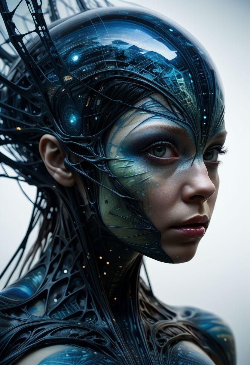 Close-up, mysterious silhouette of an alien woman, alien invasion, goddess, alluring, by Minjae Lee, Carne Griffiths, Emily Kell, Steve McCurry, Geoffroy Thoorens, Aaron Horkey, Jordan Grimmer, Greg Rutkowski, amazing depth, double exposure, surreal, geometric patterns, intricately detailed, bokeh,  perfect balanced, deep fine borders, artistic photorealism , smooth,  great masterwork by Suiras  <lora:add-detail-xl:2>  <lora:Double_Exposure:0.5>