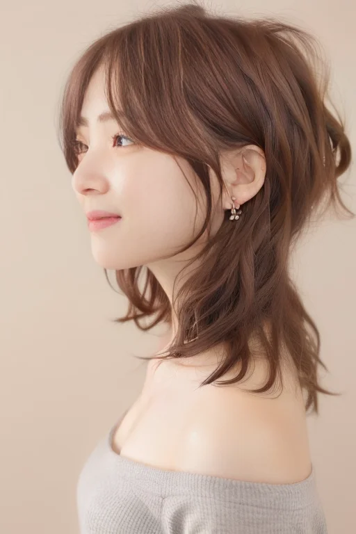 (1girl), (best quality), (masterpiece), (high resolution), (intricate details), (photorealistic), (cinematic light), <lora:short_hair:0.8>, korean girl,
solo, brown hair, nape, blurry, upper body, blurry background, wavy hair, smile, realistic, looking at viewer, lips, upper body, off shoulder, shirt
white background, upper body, brown eyes, closed mouth, profile, lips, nose, portrait, earrings, parted lips, ear piercing
sleeves past wrists, simple background ,