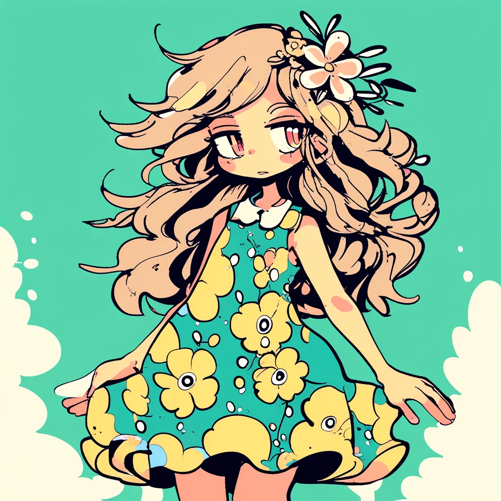 a girl in a flower dress