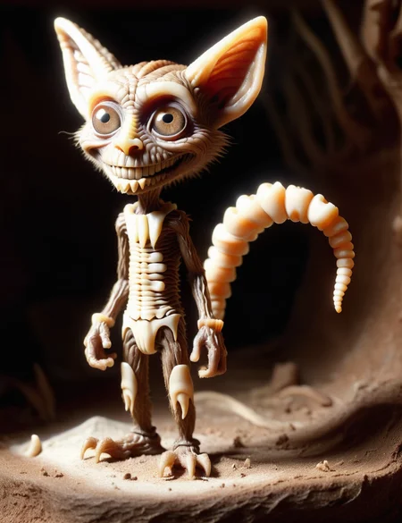 DonMT33thXL, male brownie, small humanoid creature, wrinkled or aged appearance, brown earth toned clothing, pointed ears, friendly expression, small pointed hat, expressive eyes, curiosity, playfulness, slightly grotesque, helpful household tasks, domestic environments, wooded,checkout lines , <lora:DonMT33thXL:1>