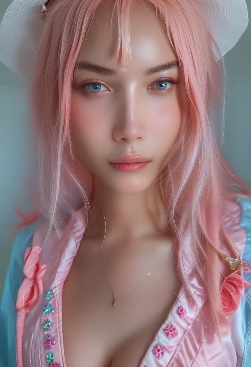 score_9, score_8_up, score_7_up, score_6_up, 1girl, female, solo, seductive look, sexy dress, pink hair, bangs, large breasts, female focus, close up, standing,  centered, looking at the camera, dynamic sexy pose, moonlight, highly detailed, portrait