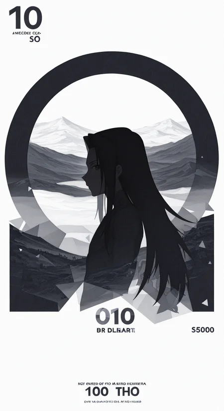 200,
<lora:[Style - IL] R50 Banknote Style:1> r50_banknote, english text, big text, number, 
silhouette,shapes,iridescent
upper body,cropped torso,
looking at viewer,
from side, profile,
scenery, landscape,
,
black theme,white theme,
1boy, male focus,
<lora:[Char - IL] Shaman King - Asakura Hao (R1E12):0.8> sk21_hao,
masterpiece, best quality,