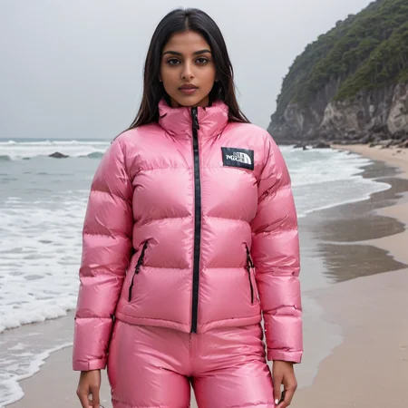 one indian short women wearing a tnf_nuptse jacket and latex downsuit puffer_downsuit , hyperdetailed photography,4k textures,intricate details,4k resolution, <lora:puffer_downsuit_v1:0.6> beach scene
<lora:pufferdown_tnf_nuptse:0.6>