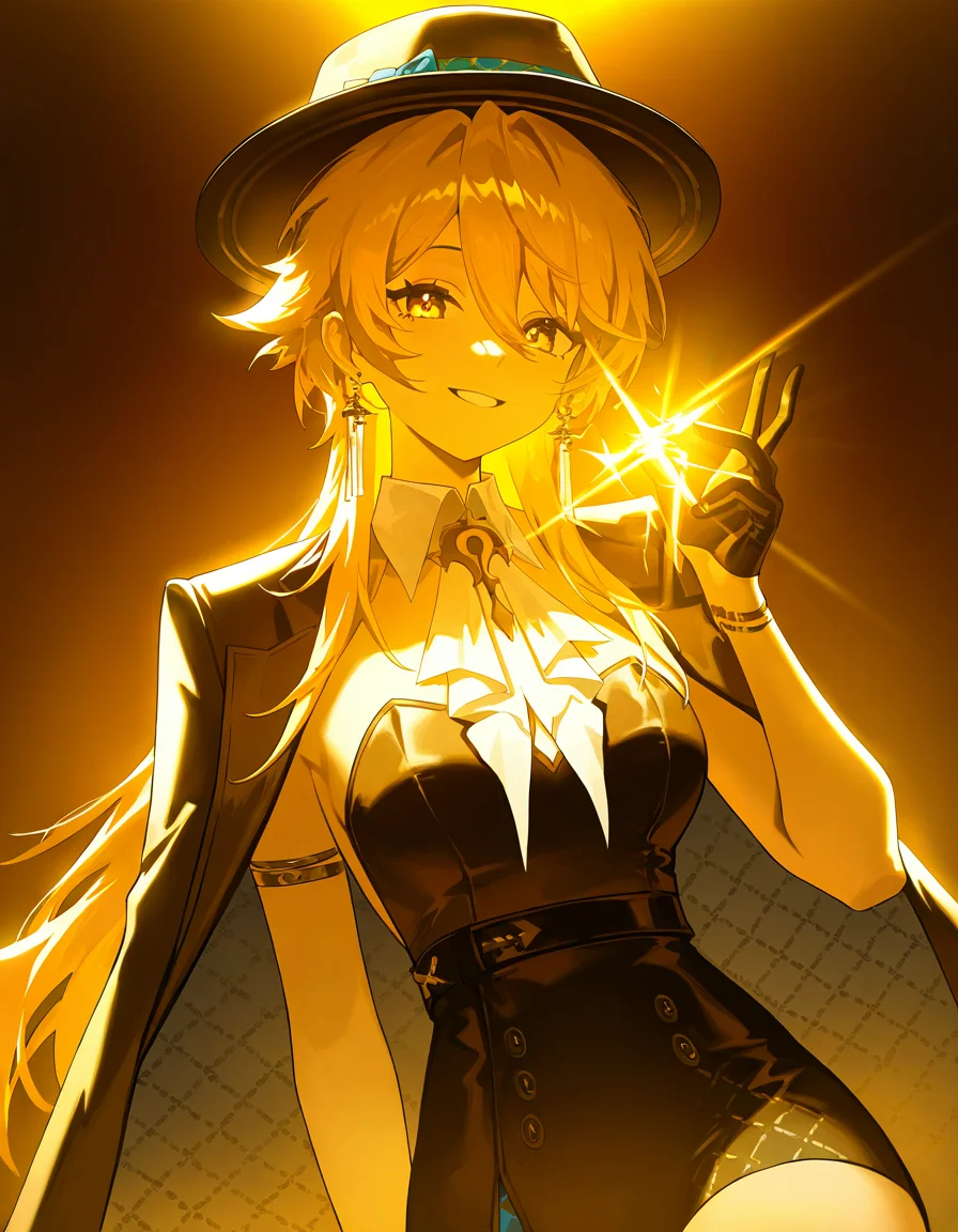 1girl,luyou,solo,looking at viewer,simple background,white background,<lora:luyou-000016:1>,smile,cowboy shot,hat,, masterpiece, best quality, very aesthetic, absurdres,newest, incredibly absurdres,, ((((very awa)))),((golden light)),(diffuse reflection:1.3),{best quality, amazing quality, very aesthetic,absurdres,realistic,reverse light,golden light,},best quality,amazing quality,very aesthetic,absurdres
