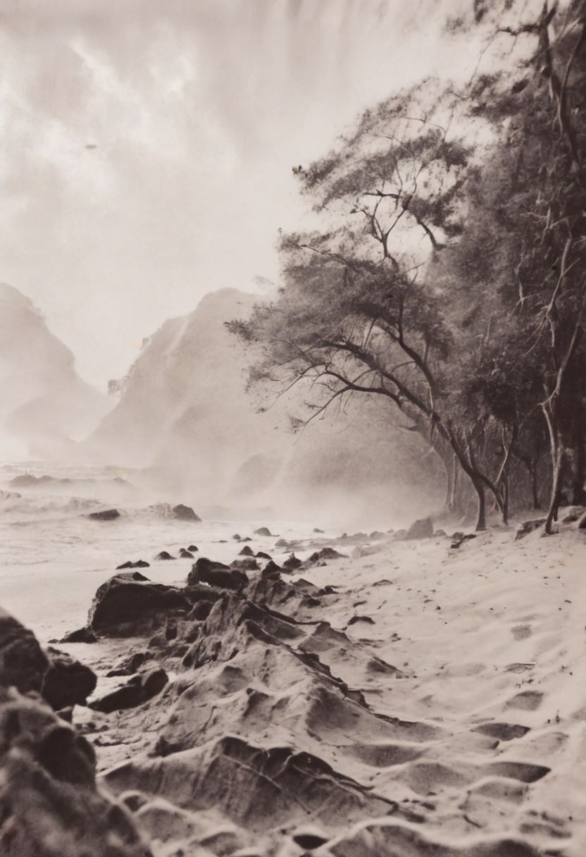 AgfaBroviraSpeedBS310RC2, instagram photo, a foggy beach in sri lanka, hard shadows
