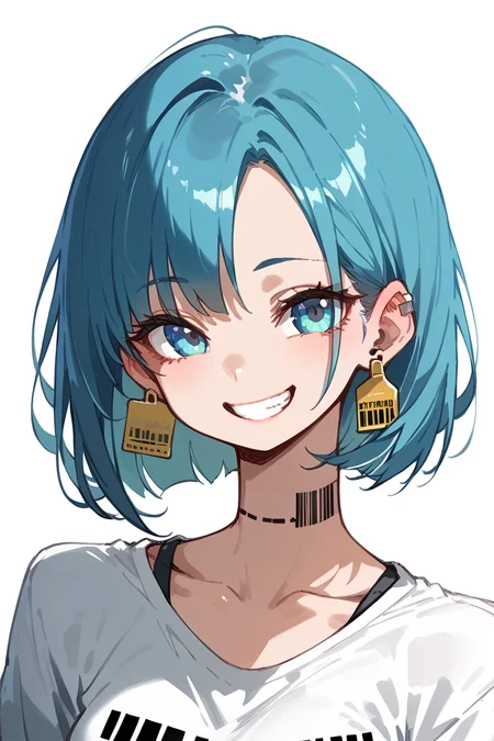 score_9, score_8_up, score_7_up, score_6_up,
1girl, portrait, lewd smile, simple background, shirt, collarbone, ear price tag,
<lora:Cut-here_line:1.1> cuthere, lineneck, barcode