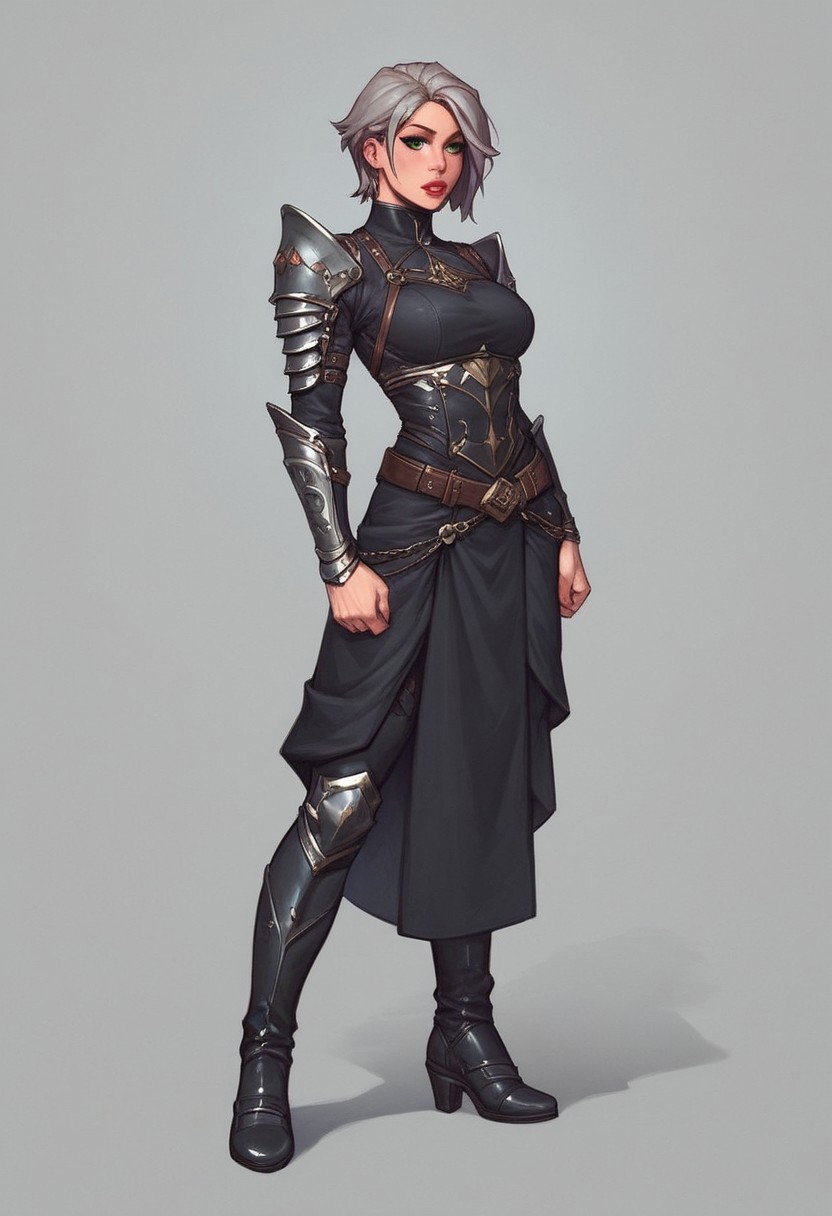 score_9, score_8_up, score_7_up, score_6_up, score_5_up, score_4_up, rating_safe, masterpiece monet painting, aaLinBeiFong, green eyes, short hair, grey hair, scar, armor, black uniform, lipstick,
(((full-clothed))), 
BREAK 
strange world background score_9, score_8_up, score_7_up, score_6_up, source_cartoon, rating_explicit, Expressiveh, (((((full body))))), dynamic pose