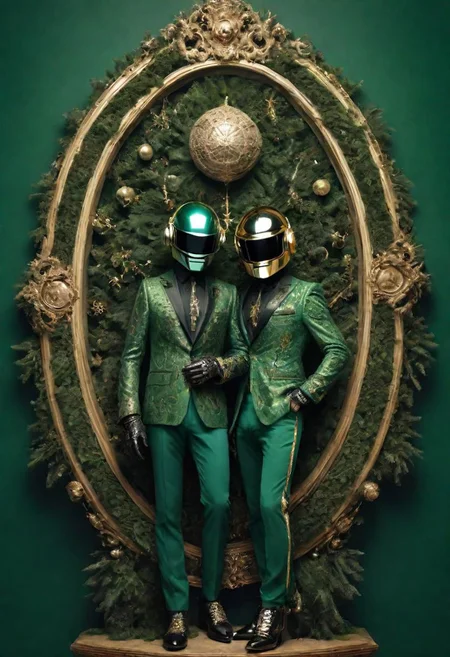 Neo rococo daft Punk in Green Xmas Jean Paul Gaultier Advertisement