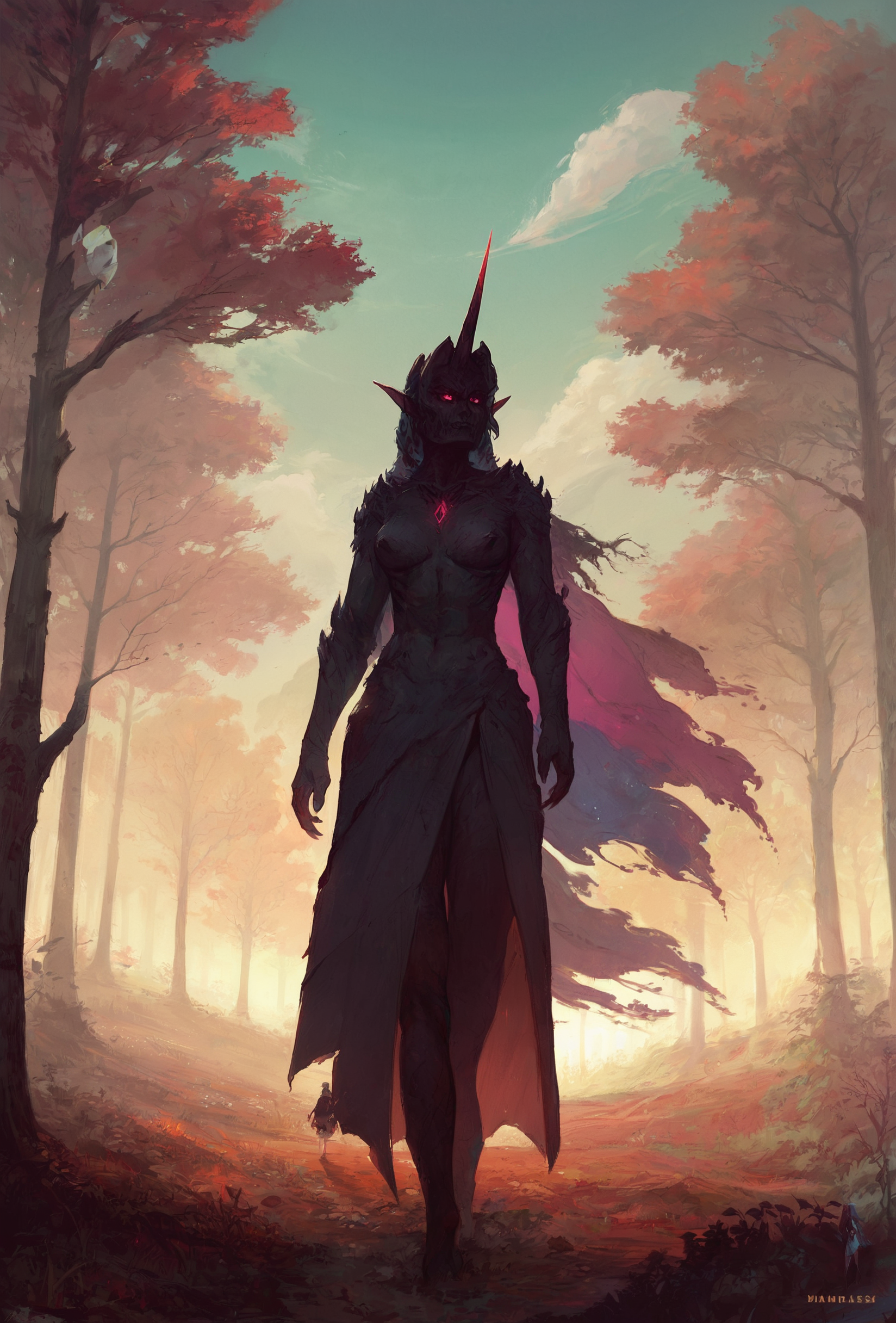 zPDXL, solo, 1girl,
human princess celestia,
outdoors, tree,
cowboy shot, standing at attention, 
<lora:CorruptionSlider2:6>