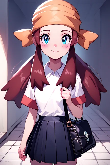 score_9, score_8_up, score_8, medium breasts, (curvy), cute, eyelashes, BREAK, , zzMelody, twintails, dress, bandana, short sleeves, <lora:Melody_Pokemon_PDXL:1.0>, , BREAK, closed mouth, alternate costume, smile, looking at viewer, collared shirt, blush, sweater, black skirt, eyelashes, long sleeves, sleeves past wrists, plaid skirt, shoulder bag, black bag, blurry, tile floor, pleated skirt, white shirt, cowboy shot, embedding:zPDXL, Expressiveh, <lora:Vivid:0.7>, <lora:LFashionPDXL:1>, <lora:Uncensored_PonyXL_cpt_v02.09:0.4>, <lora:Expressive_H-000001:0.4>,
