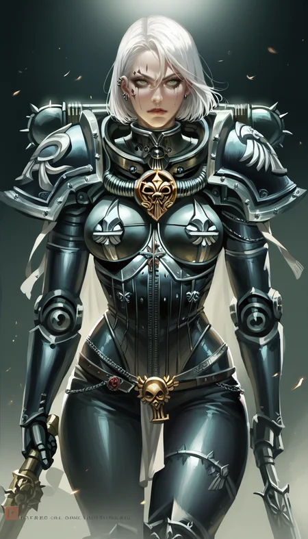 score_9, score_8_up, score_7_up, expressiveh, 1girl, adepta sororitas, wh40k, battle sisters, power armor, black armor, pauldron, 1girl, detailed face, white hair, beautiful girl, 
  <lora:Adepta_Sororitas_wh40k_Battle_Sisters:0.7>
<lora:Sakimichan_Style_till_24:0.8>, sakimichan,
, dark makeup, goth girl, green eyes,
<lora:Expressive_H:0.4>, Expressiveh,