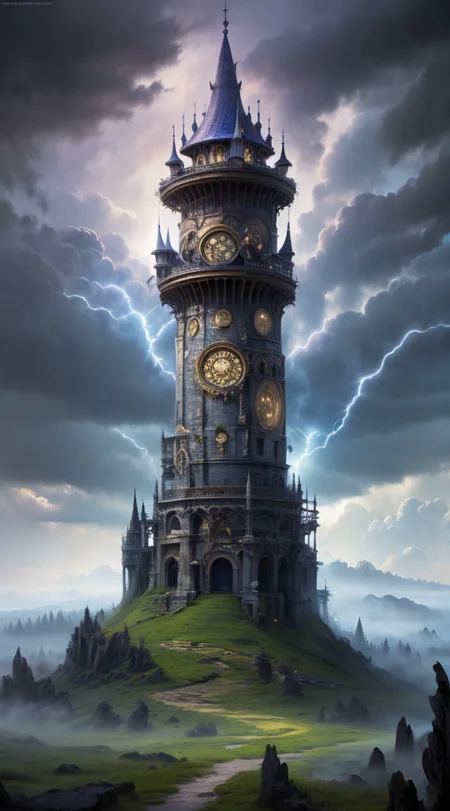 Masterwork Painting, Magnum Opus,
HDR photo of
Dreamscape,
ethereal fantasy concept art of
<lora:Wizard_Tower-10:0.75> witow, castle, cloud, cloudy sky, grass, no humans, scenery, sky, tower, tree,
<lora:locon_conceptlightning_v1_from_v1_64_32:1> lghtnngprsn, lightning, storm,
. magnificent, celestial, ethereal, painterly, epic, majestic, magical, fantasy art, cover art, dreamy,
. Surreal, ethereal, dreamy, mysterious, fantasy, highly detailed,
. High dynamic range, vivid, rich details, clear shadows and highlights, realistic, intense, enhanced contrast, highly detailed,
highres, 8k, uhd, High Dynamic Range, tonemapping, crisp details, intricate details, fine details
