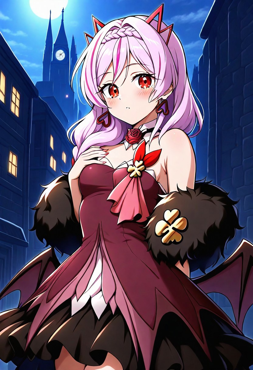 (masterpiece) ,best quality,amazing quality,very aesthetic,absurdres,newest, anime style, BREAK   E7_Abigail, solo, standing, town, looking at viewer,  perfect hand, big bag, holding bag