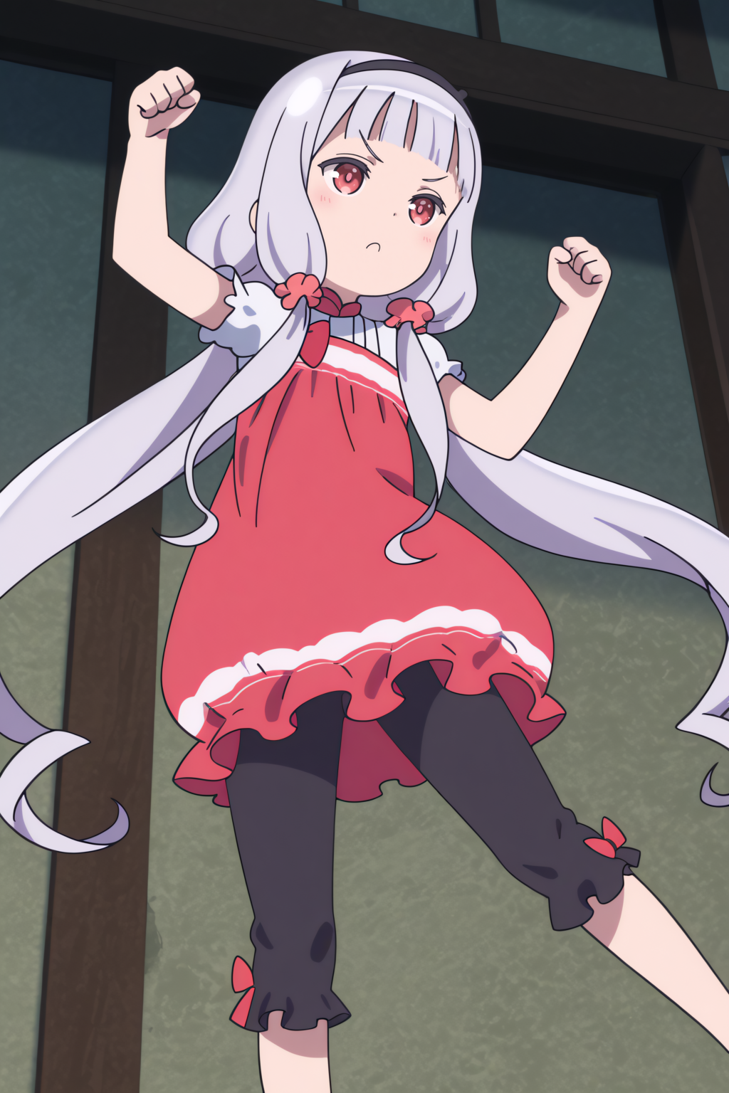 newest, dynamic pose, Kate Hoshimiya, blunt bangs, capri pants <lora:Zvezda_-_Kate_Hoshimiya_-_illustrious:0.8>