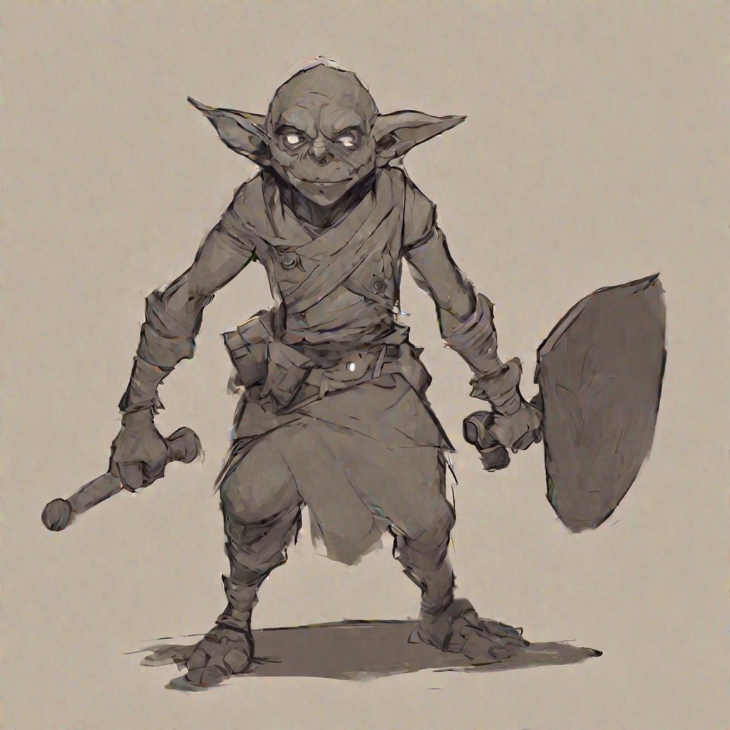 style, <lora:Charasilhouette-V1-000001:1> simple background, grinding, fantasy, warrior, goblin, casual pose,full body