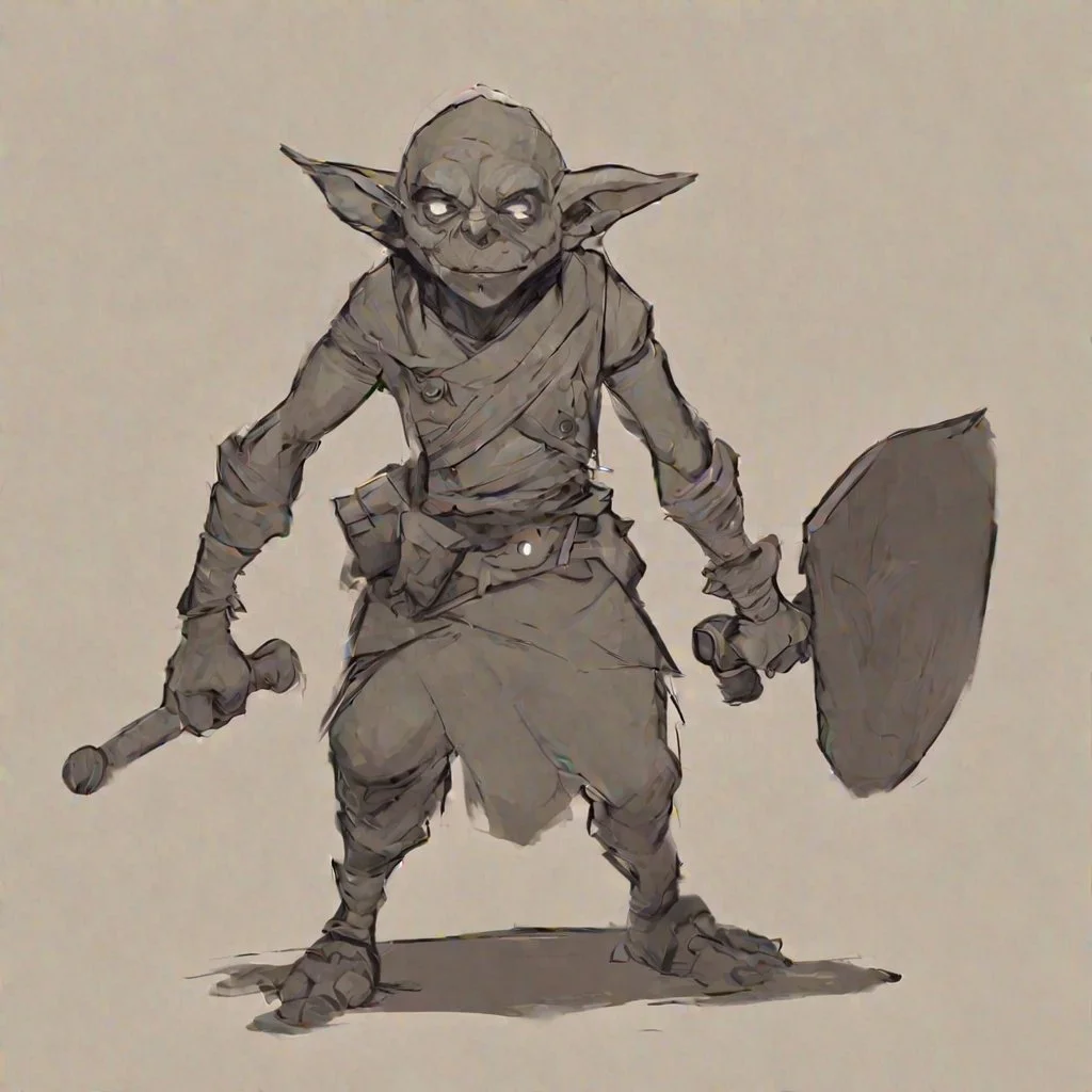 style, <lora:Charasilhouette-V1-000001:1> simple background, grinding, fantasy, warrior, goblin, casual pose,full body