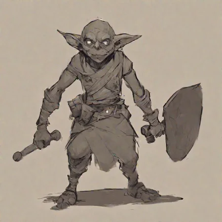 style, <lora:Charasilhouette-V1-000001:1> simple background, grinding, fantasy, warrior, goblin, casual pose,full body