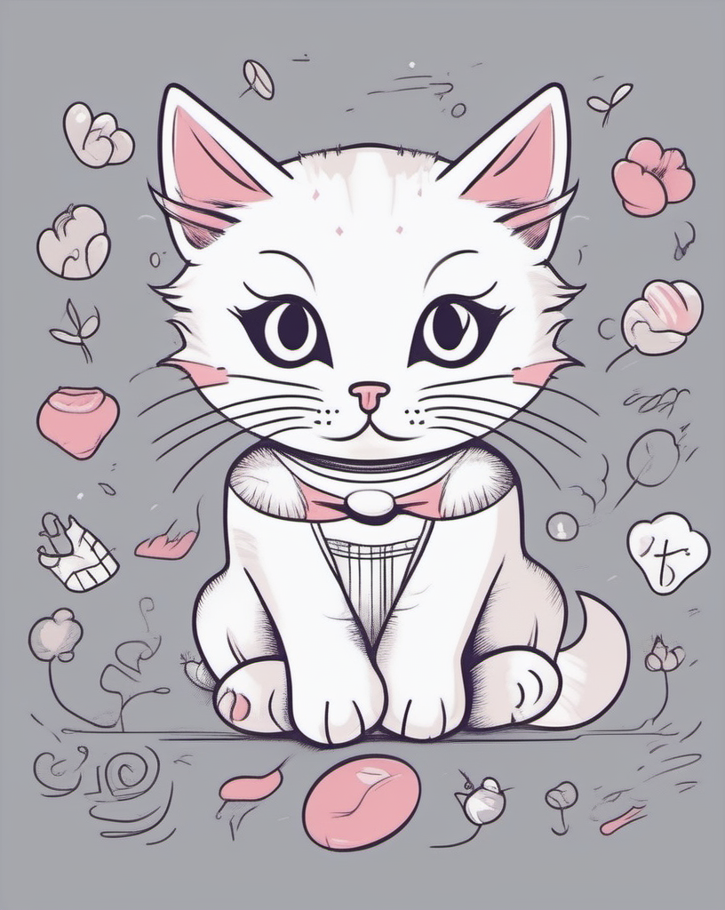 cute cat,  t-shirt design <lora:last:1>