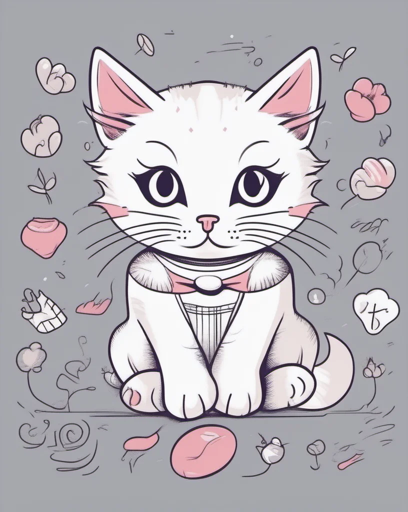 cute cat, t-shirt design <lora:last:1>