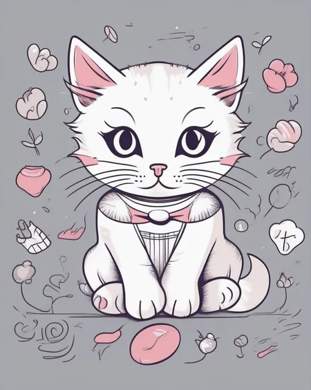 cute cat, t-shirt design <lora:last:1>