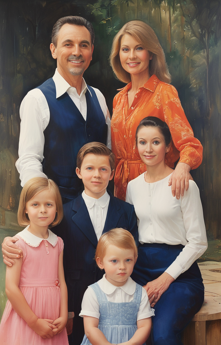 masterpiece,best quality,<lora:tbh222-sdxl:0.9>,illustration,style of Ronnie Landfield portrait of family
