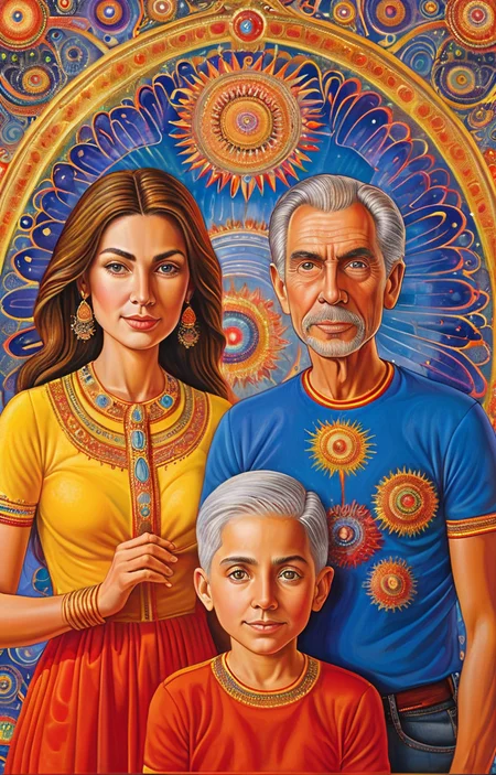 masterpiece,best quality,<lora:tbh375-sdxl:0.6>,illustration,style of Alex Grey portrait of family